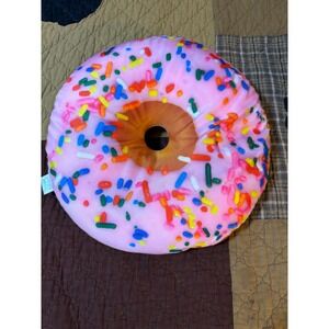 2‎ Scoops Reversible Donut Plush Pillow Pink Chocolate Strawberry Sprinkles 14"
